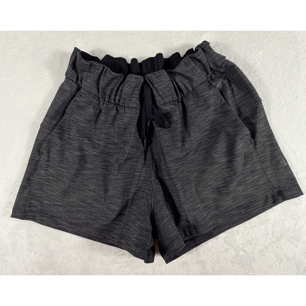 Lululemon Shorts Womens Sz 6 Heathered Black Gray On The Fly 3" Luxtreme Running